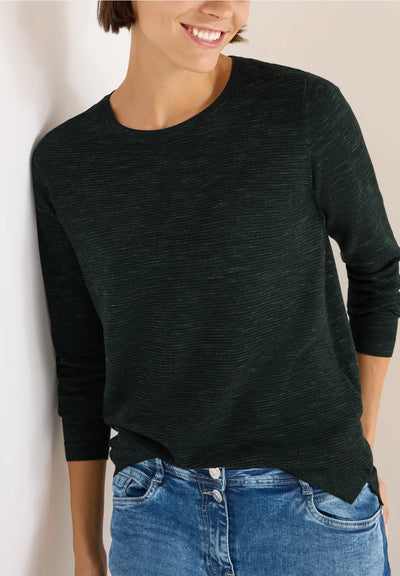 Cecil - Mörkgrön ribbstickad tröja