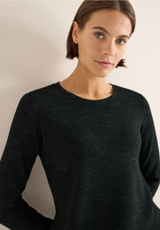 Cecil - Mörkgrön ribbstickad tröja