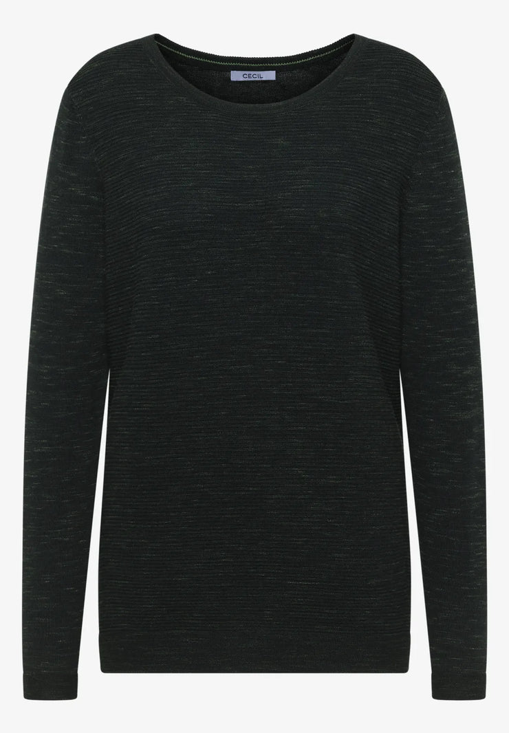 Cecil - Mörkgrön ribbstickad tröja