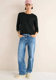 Cecil - Mörkgrön ribbstickad tröja