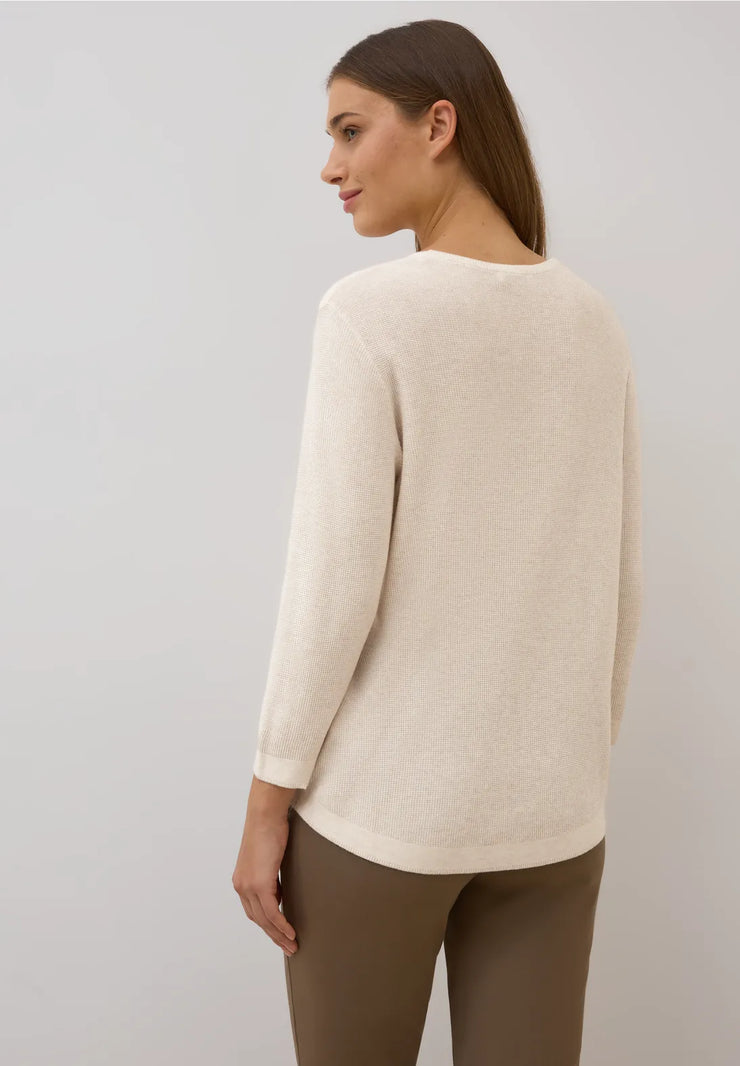 Cecil - Beige v-ringad stickad tröja