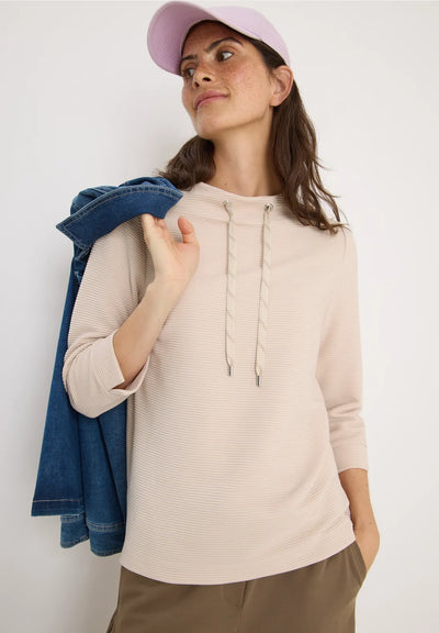 Cecil - Beige topp i ottomanjersey