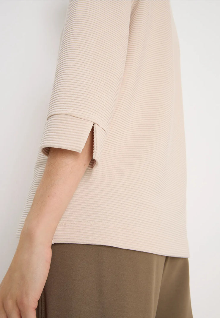 Cecil - Beige topp i ottomanjersey