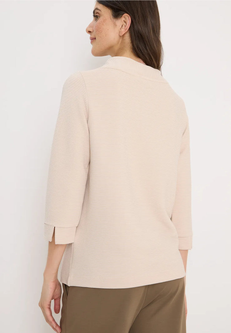 Cecil - Beige topp i ottomanjersey