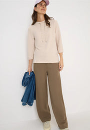 Cecil - Beige topp i ottomanjersey