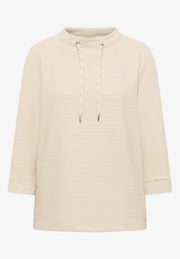 Cecil - Beige topp i ottomanjersey