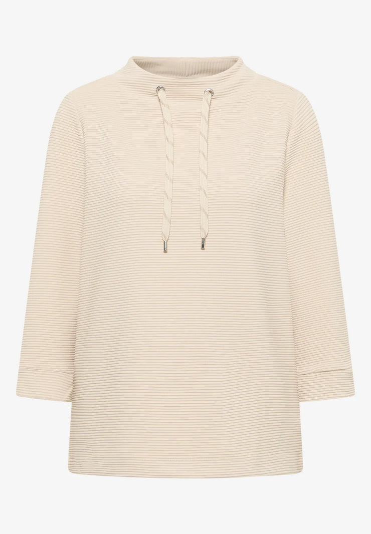 Cecil - Beige topp i ottomanjersey