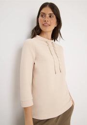 Cecil - Beige topp i ottomanjersey