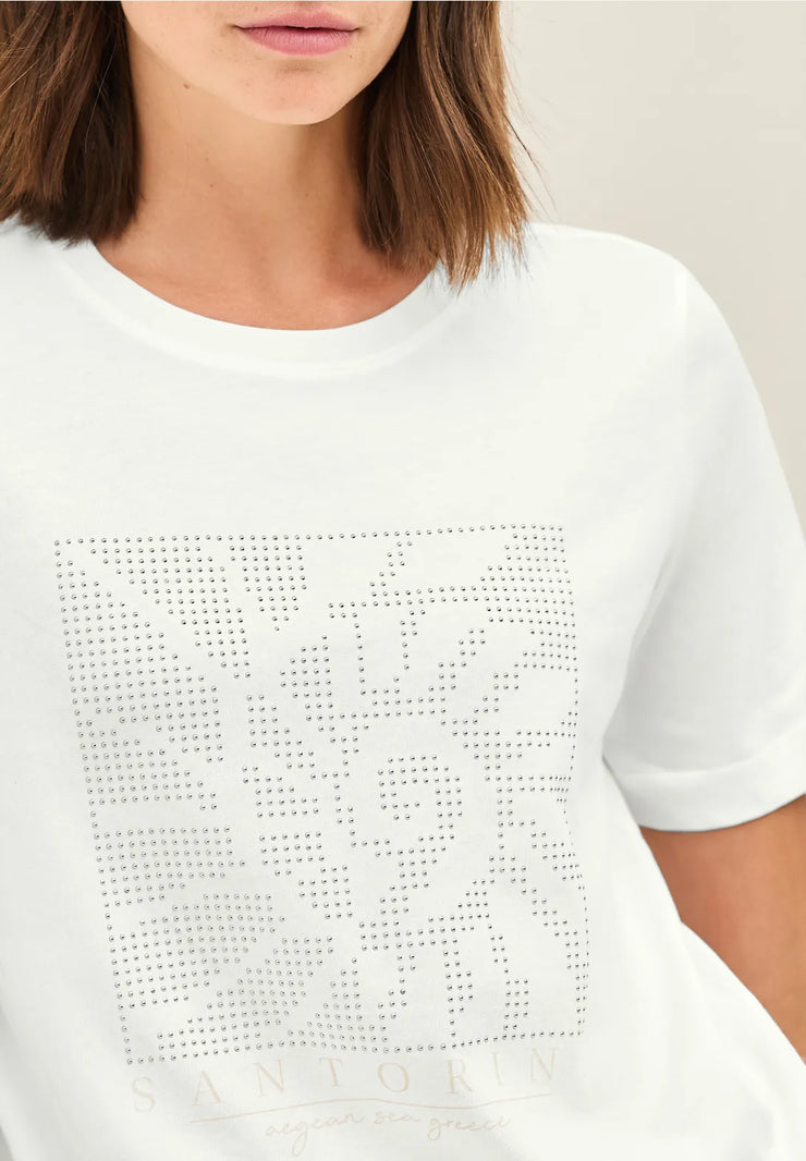 Cecil - Off white t-shirt i bomull