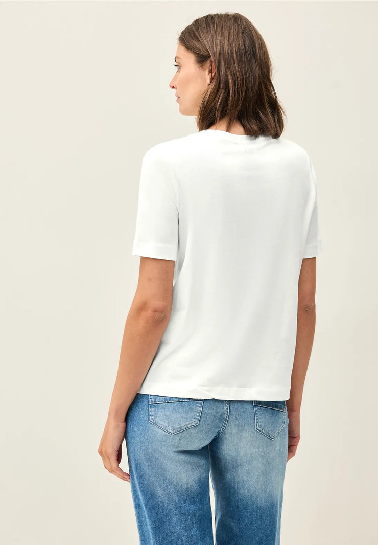Cecil - Off white t-shirt i bomull