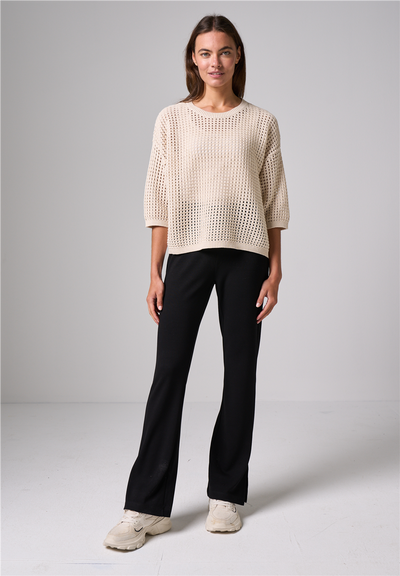 Cecil - Beige hålstickad topp