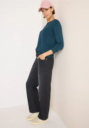 Cecil - Petrolblå ribbstickad tröja