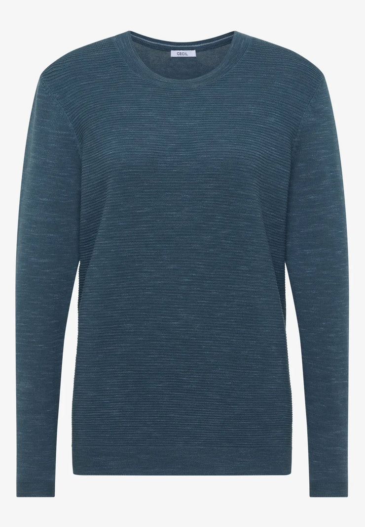 Cecil - Petrolblå ribbstickad tröja