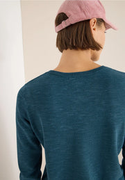 Cecil - Petrolblå ribbstickad tröja