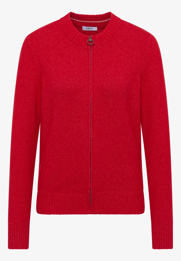 Cecil - Röd kofta med dragkedja