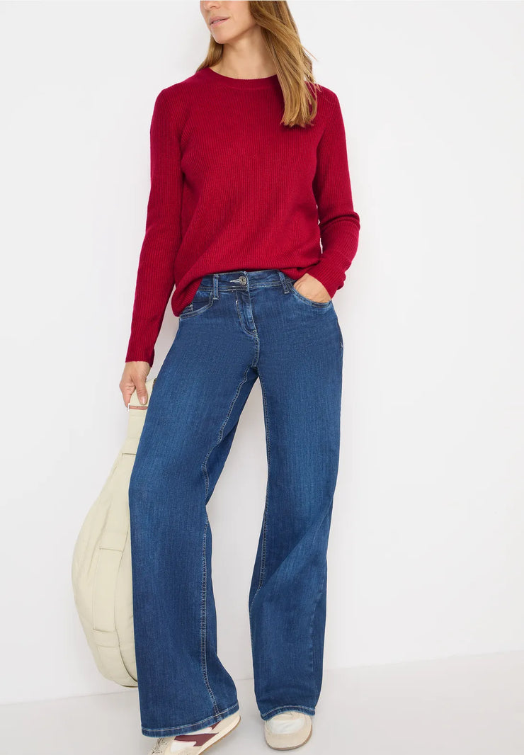 Cecil - Röd ribbstickad tröja