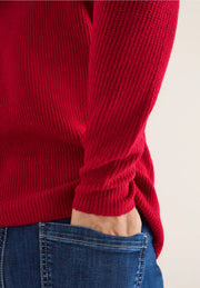 Cecil - Röd ribbstickad tröja