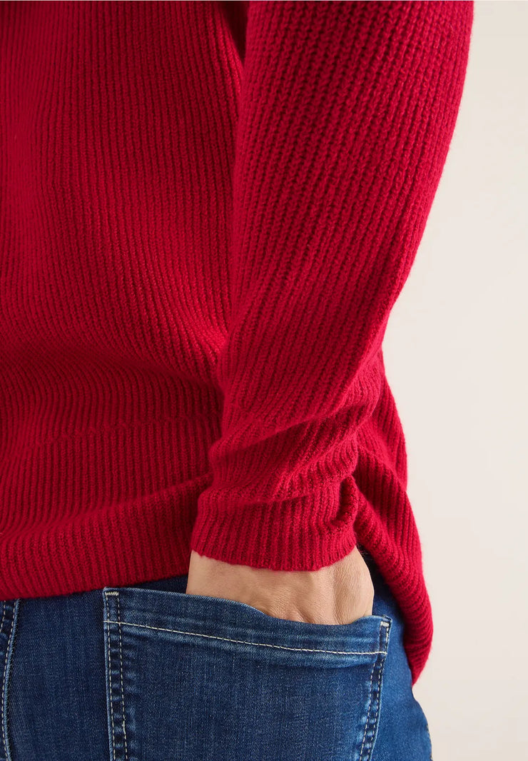Cecil - Röd ribbstickad tröja