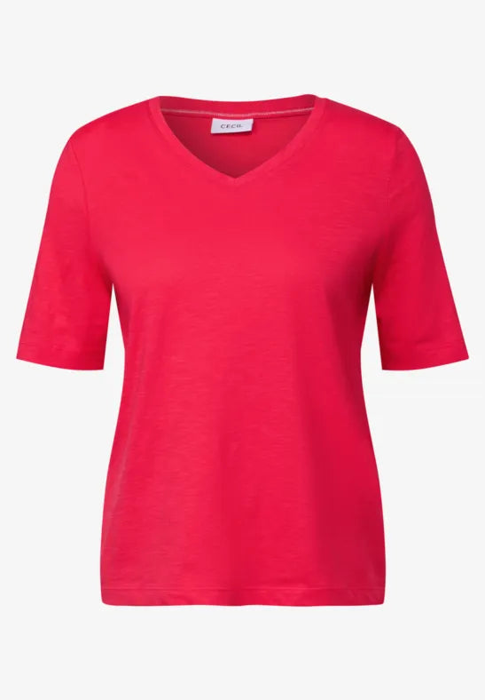 Cecil - Röd t-shirt eko bomull