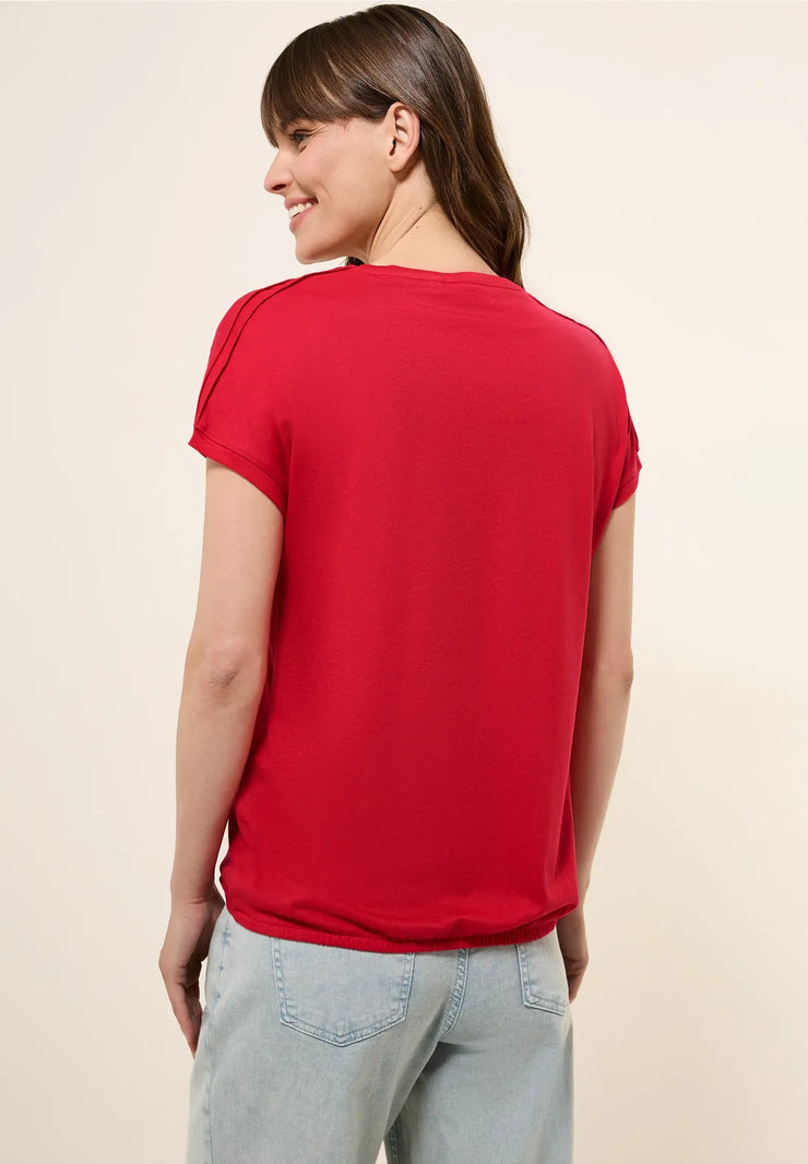 Cecil - Röd t-shirt med resårfåll