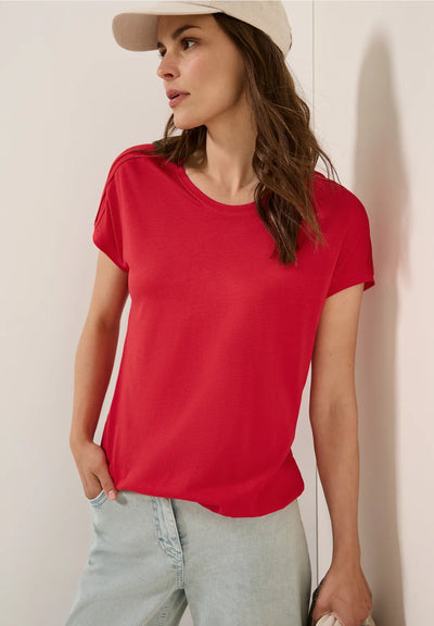 Cecil - Röd t-shirt med resårfåll