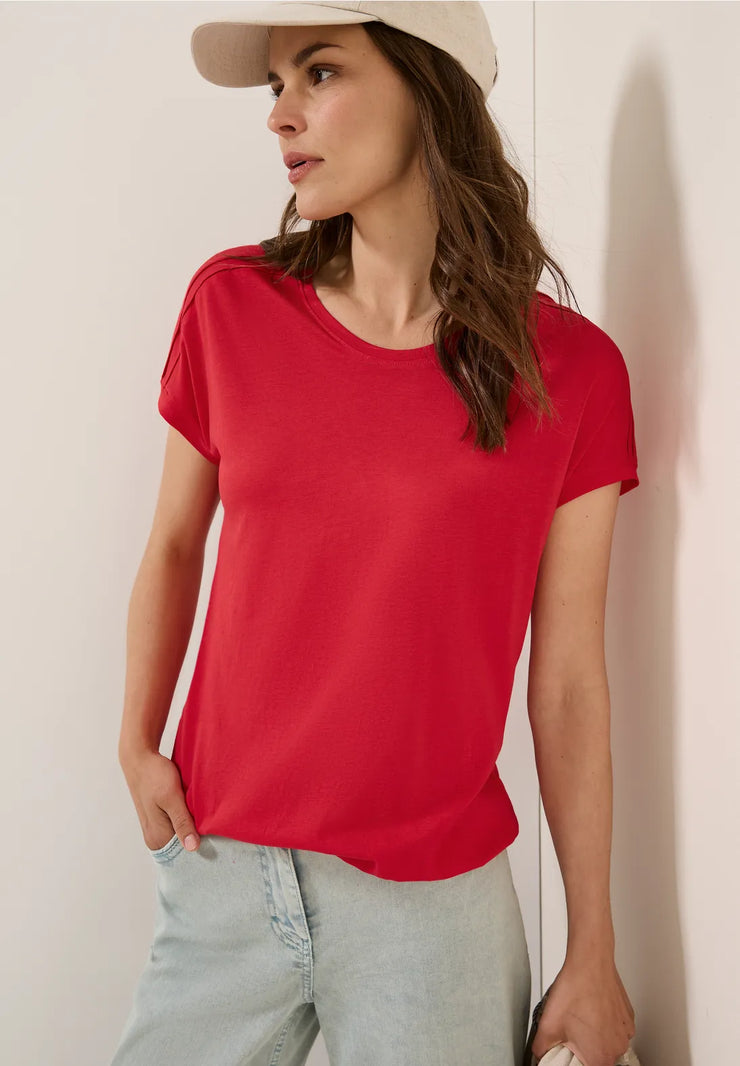 Cecil - Röd t-shirt med resårfåll