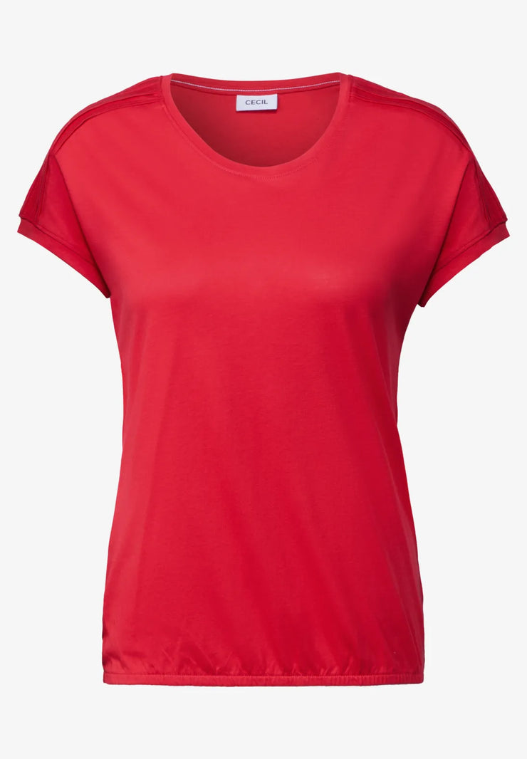 Cecil - Röd t-shirt med resårfåll