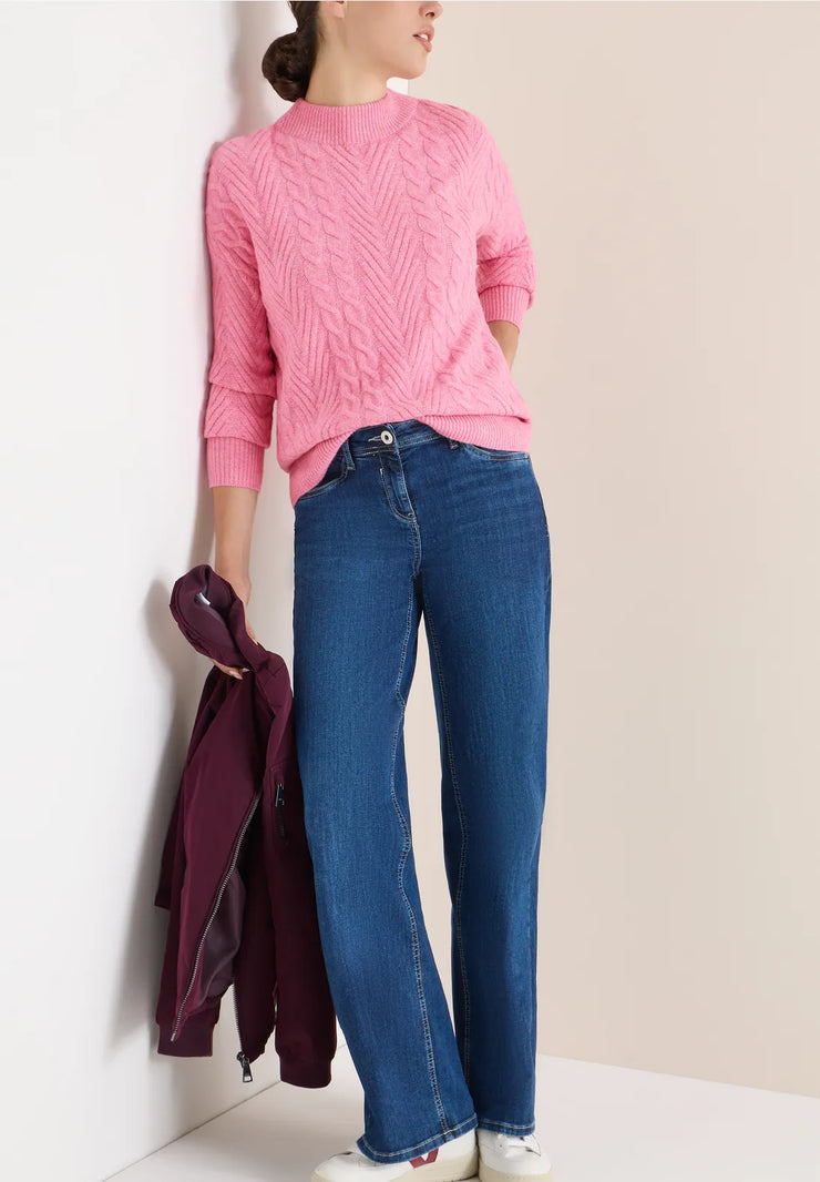 Cecil - Rosa kabelstickad tröja