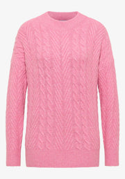 Cecil - Rosa kabelstickad tröja