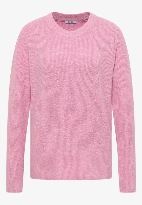 Cecil - Rosa ribbstickad tröja