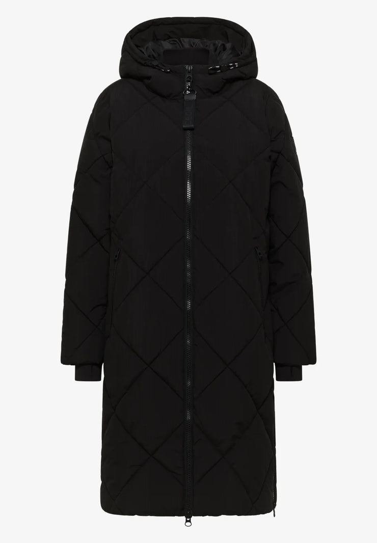 Cecil - Svart diamantquiltad täckkappa