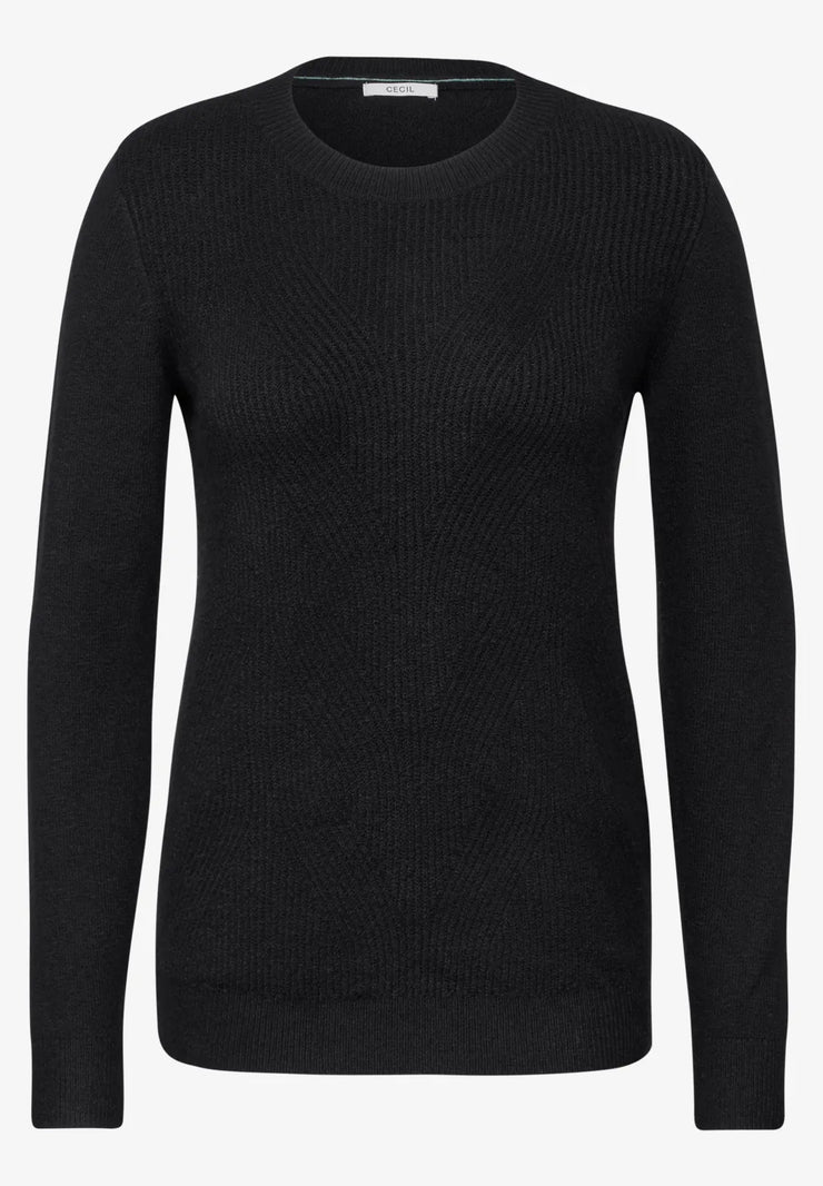 Cecil - Svart kabelstickad tröja