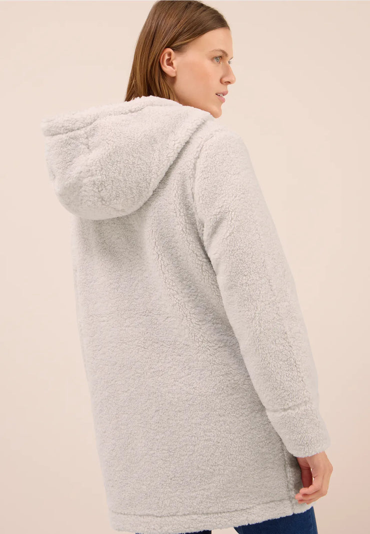 Cecil - Off white teddykappa med huva