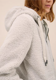 Cecil - Off white teddykappa med huva