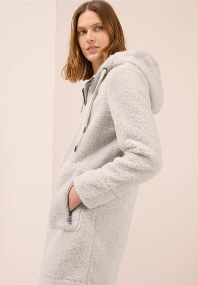 Cecil - Off white teddykappa med huva