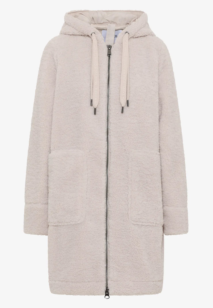 Cecil - Off white teddykappa med huva
