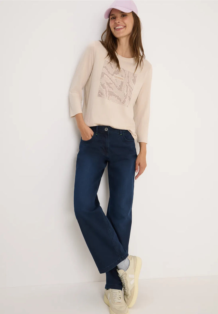 Cecil - Beige topp med slipade stenar