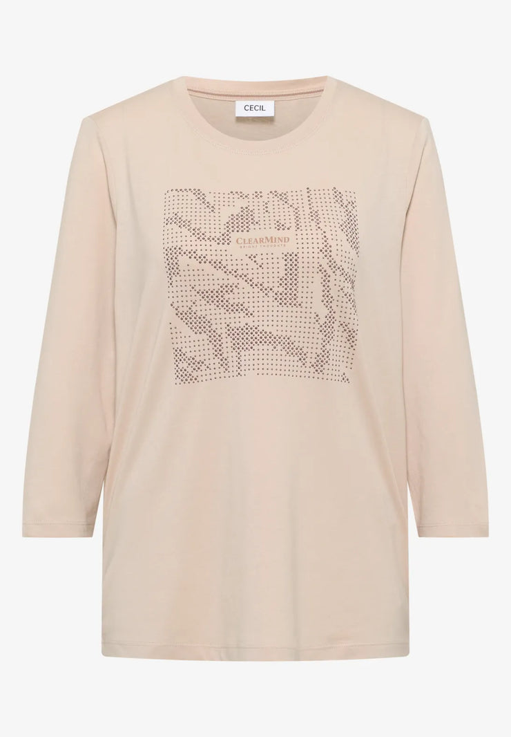 Cecil - Beige topp med slipade stenar