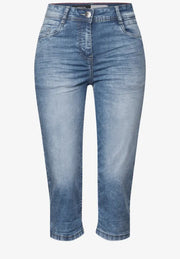 Cecil - Toronto ljusblå caprijeans med hög midja