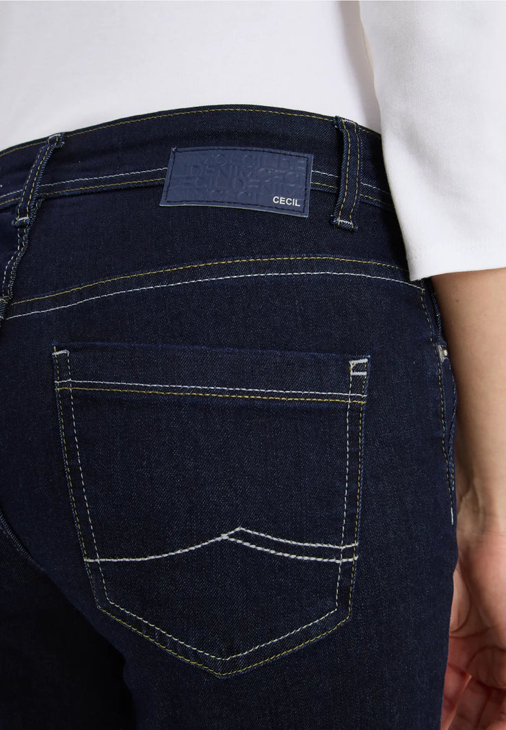 Cecil - Toronto mörkblå raka jeans med hög midja