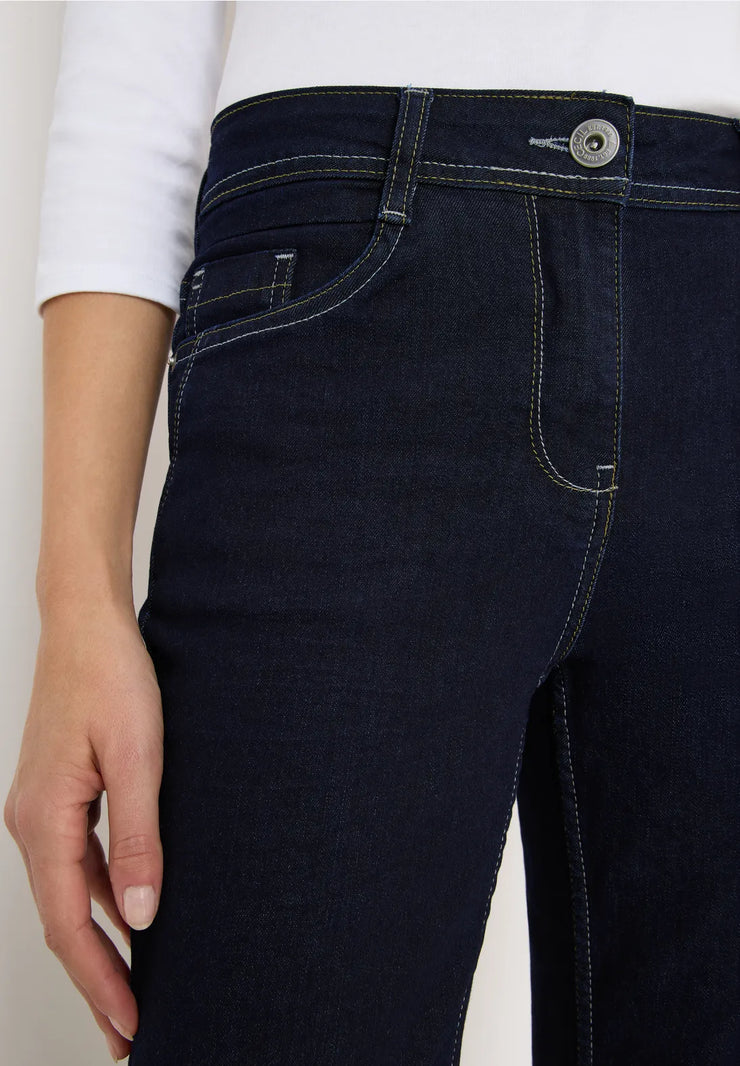 Cecil - Toronto mörkblå raka jeans med hög midja