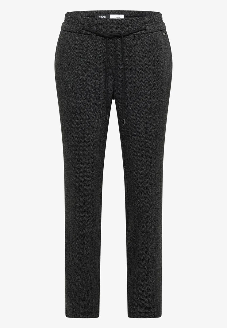 Cecil - Tracey svart fiskbensmönstrad byxa