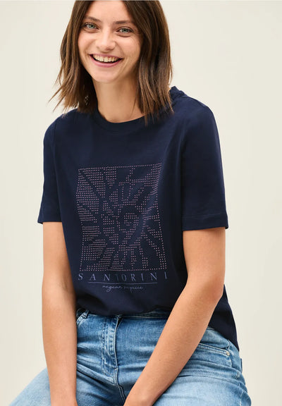 Cecil - Mörkblå t-shirt i bomull