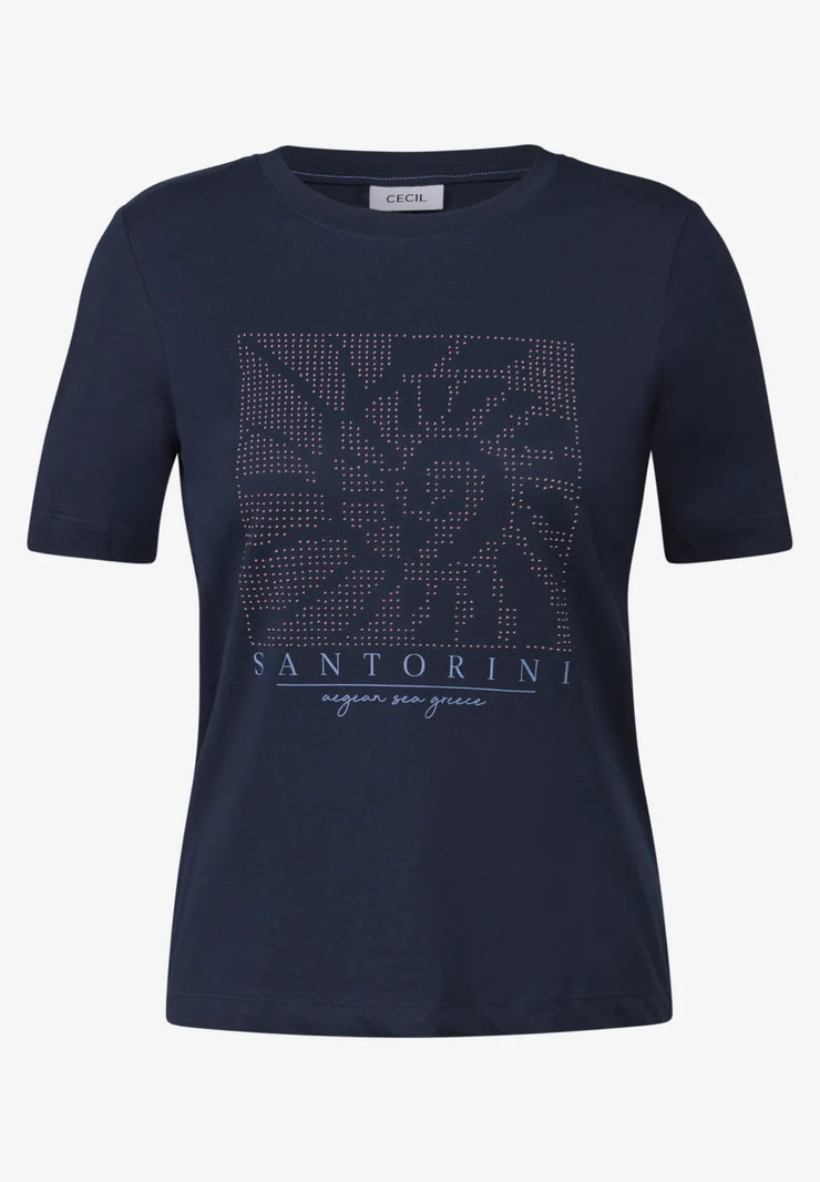 Cecil - Mörkblå t-shirt i bomull