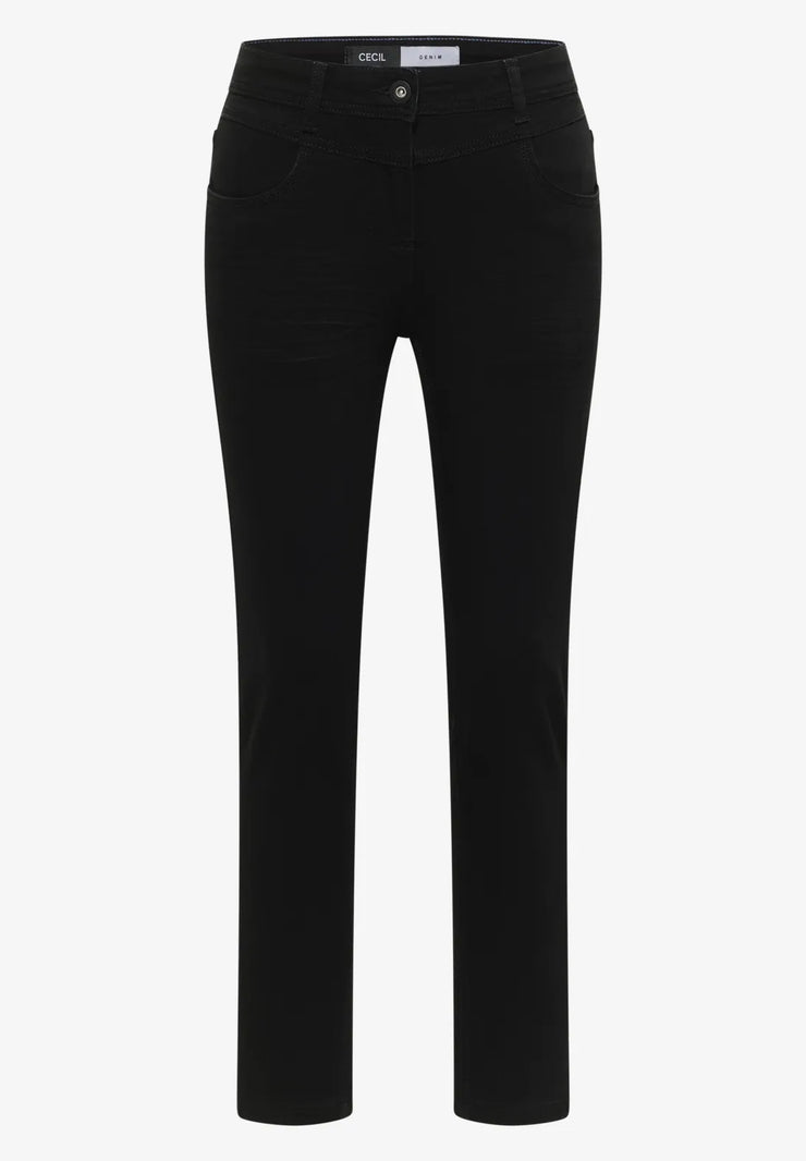 Cecil - Vicky svarta jeans med hög midja
