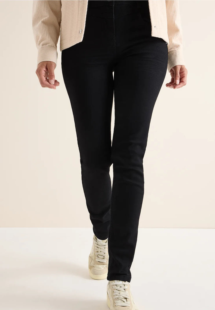 Cecil - Vicky svarta jeans med hög midja
