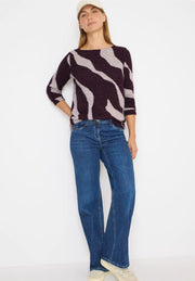 Cecil - Vinröd mönstrad fjädergarnströja