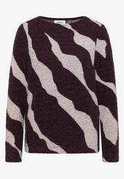 Cecil - Vinröd mönstrad fjädergarnströja