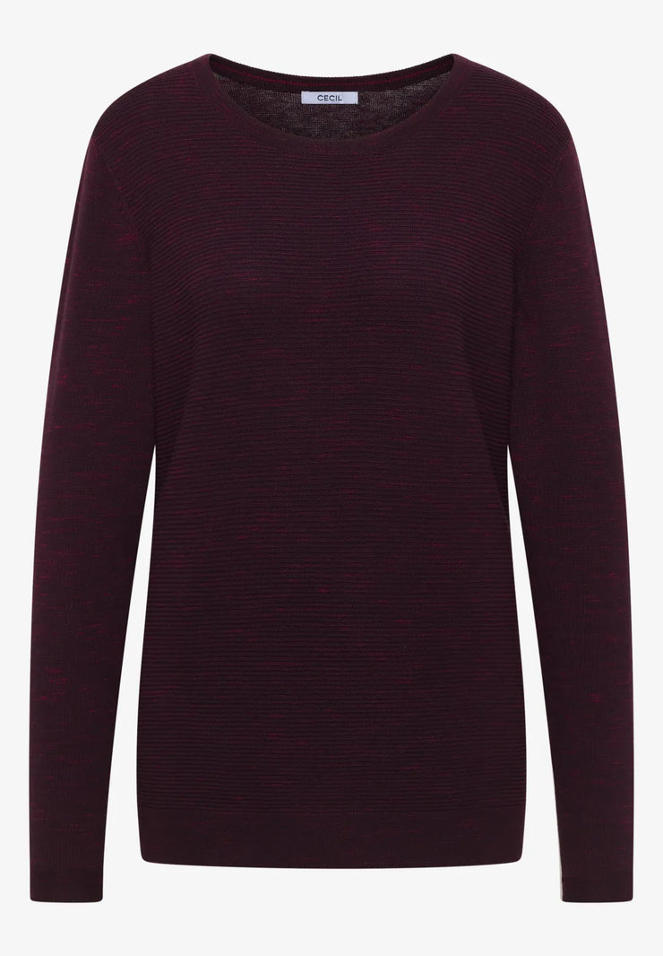 Cecil - Vinröd ribbstickad tröja