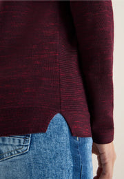 Cecil - Vinröd ribbstickad tröja